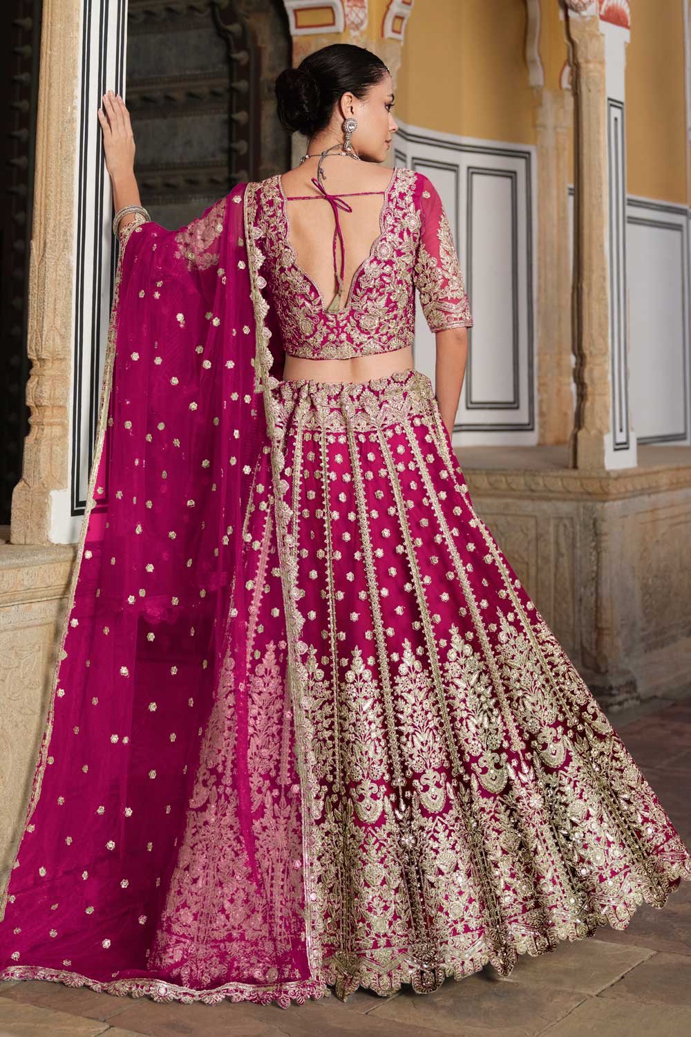 Magenta Color Net Fabric Wedding Wear Beautiful Lehenga Choli