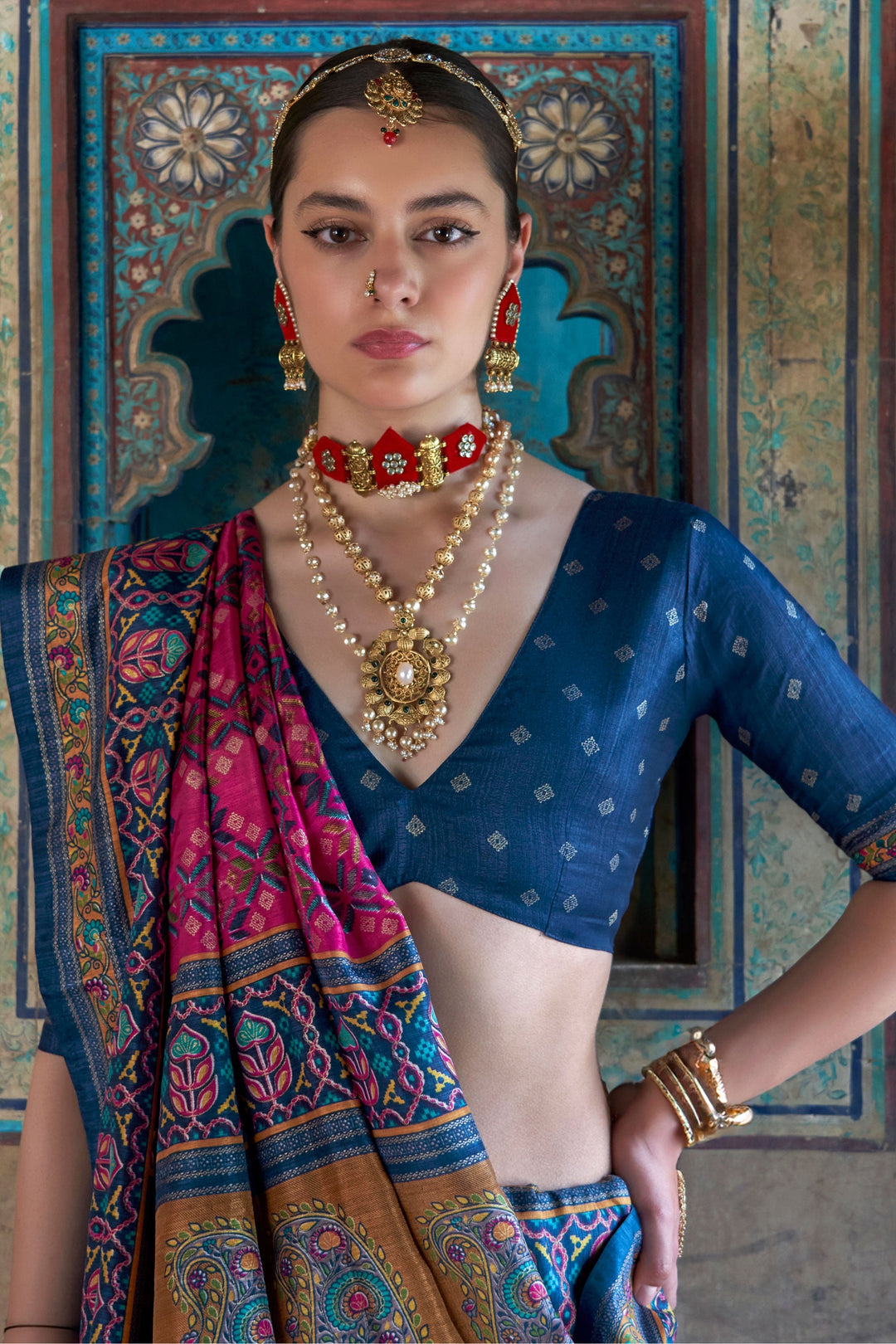 Beguiling Pink Color Art Silk Fabric Patola Printed Saree