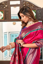 Load image into Gallery viewer, Glamorous Rani Color Weaving Designs Paithani Silk Saree
