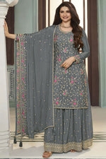 Load image into Gallery viewer, Prachi Desai Fascinating Grey Color Viscose Fabric Palazzo Suit
