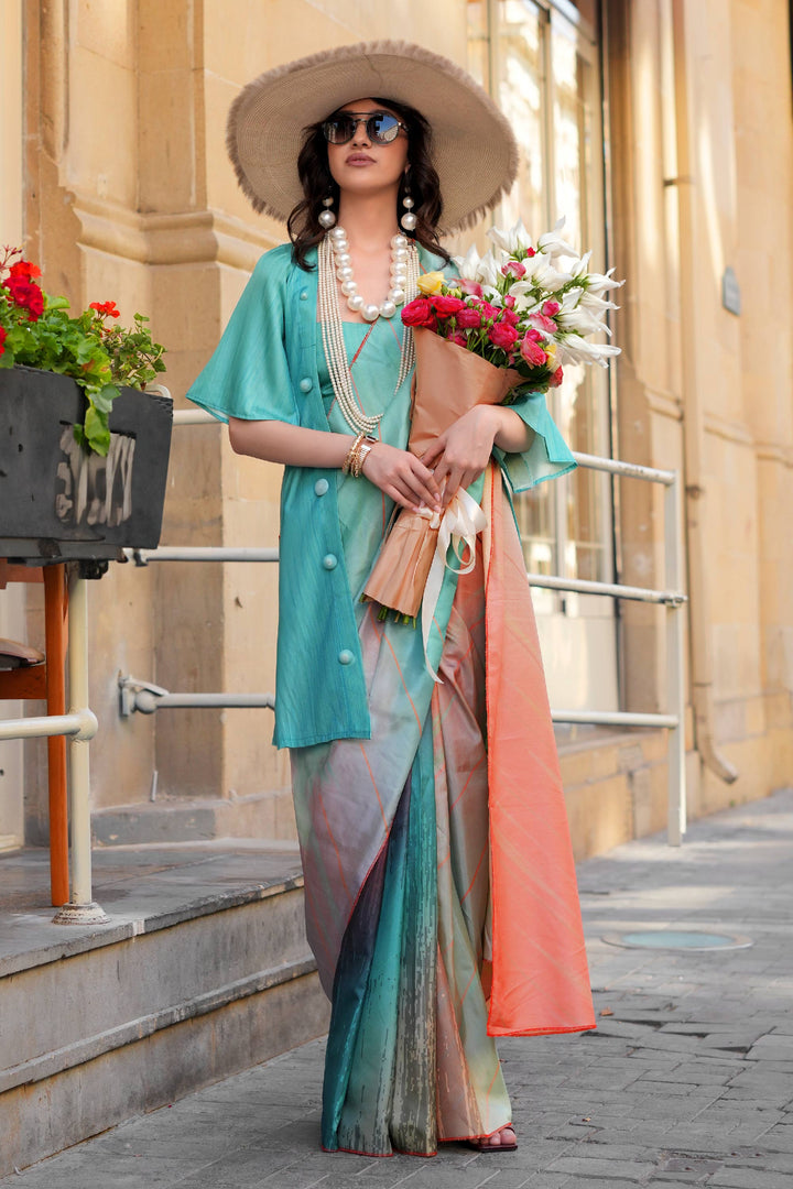 Art Silk Fabric Multi Color Lovely Digital Printed Saree