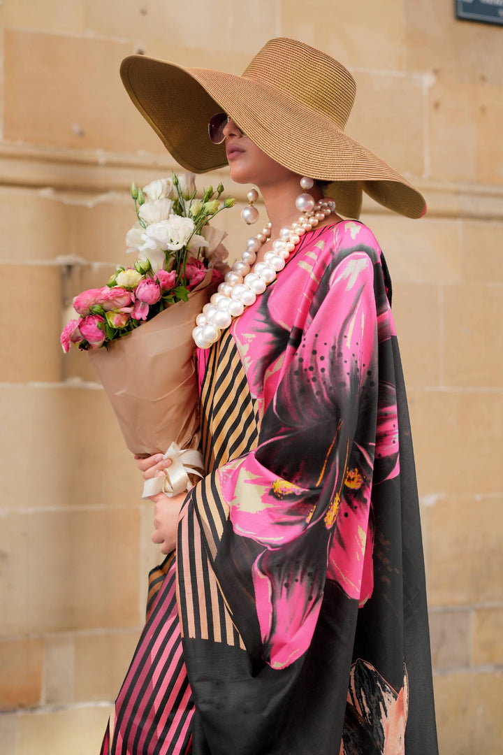 Excellent Art Silk Fabric Multi Color Digital Printed Saree