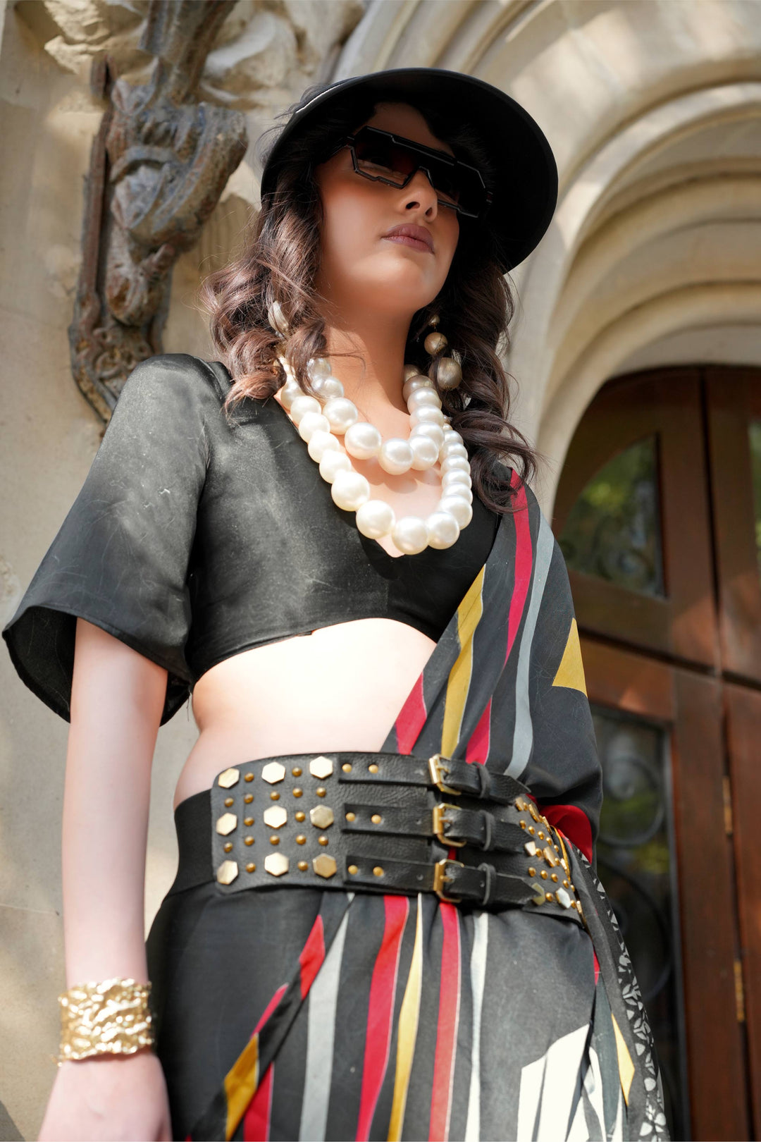 Engaging Black Color Satin Fabric Saree With Digital Printed Work