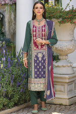 Load image into Gallery viewer, Chinon Fabric Embroidered Work Mesmeric Readymade Salwar Suit In Green Color
