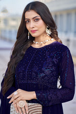 Load image into Gallery viewer, Navy Blue Color Glittering Georgette Fabric Embroidered Anarkali Suit
