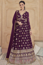 Load image into Gallery viewer, Purple Color Exquisite Readymade Gown With Dupatta In Georgette Fabric
