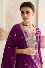 Load image into Gallery viewer, Chinon Fabric Wine Color Beatific Look Readymade Salwar Suit
