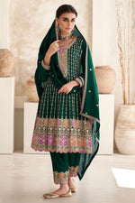 Load image into Gallery viewer, Fabulous Chinon Fabric Green Color Readymade Salwar Suit
