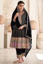 Load image into Gallery viewer, Black Color Chinon Fabric Glamorous Look Readymade Salwar Suit

