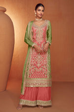 Load image into Gallery viewer, Mesmeric Pink Color Readymade Palazzo Suit In Chinon Fabric
