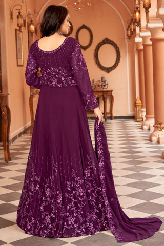 Alluring Function Wear Purple Color Georgette Anarkali Suit