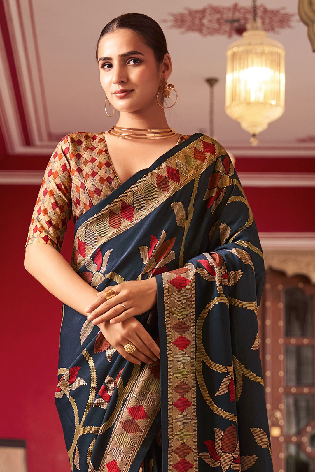 Black Color Fancy Work Graceful Art Silk Saree