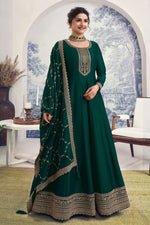 Load image into Gallery viewer, Prachi Desai Art Silk Fabric Dark Green Color Embroidered Winsome Anarkali Suit
