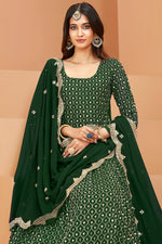 Load image into Gallery viewer, Green Color Georgette Fabric Sequins Work Tempting Anarkali Suit
