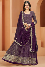 Load image into Gallery viewer, Purple Color Georgette Fabric Sequins Work Awesome Anarkali Suit
