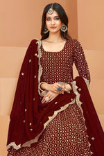 Load image into Gallery viewer, Sequins Work Maroon Color Inventive Anarkali Suit In Georgette Fabric
