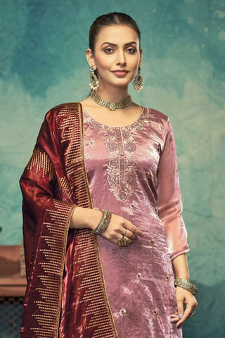 Engaging Pink Color Fancy Fabric Function Wear Salwar Suit