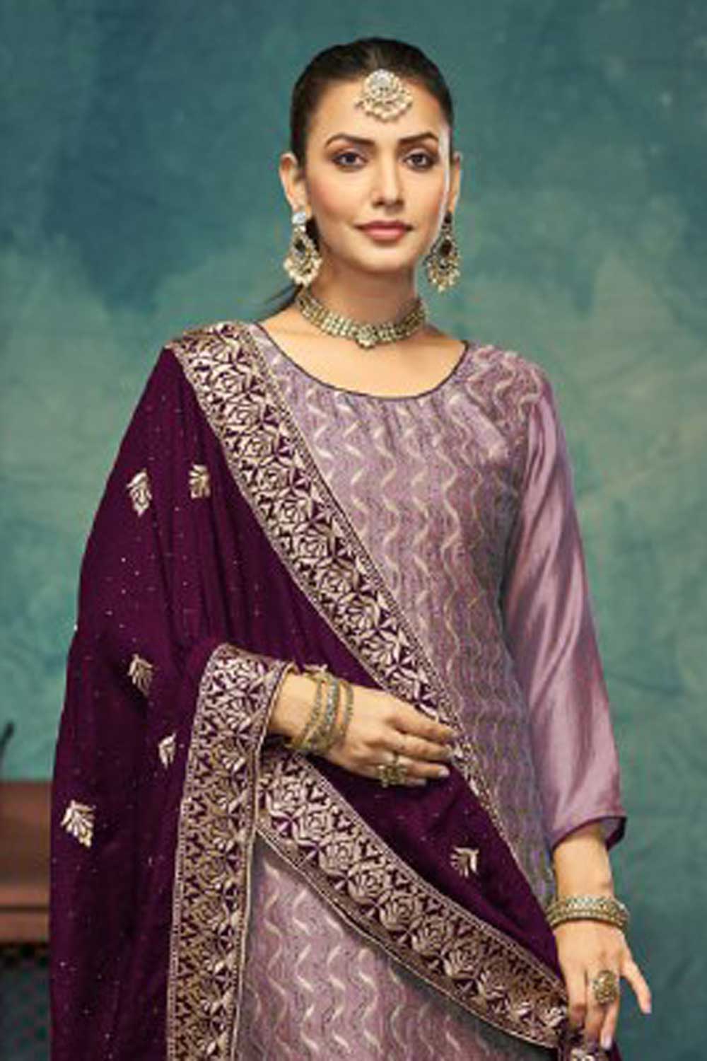 Purple Color Vichitra Fabric Festive Style Classic Salwar Suit