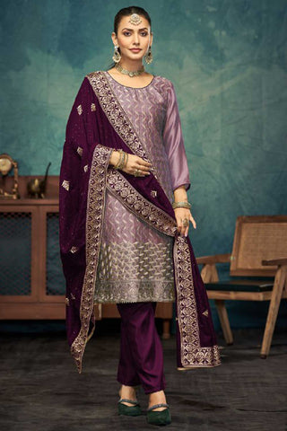 Purple Color Vichitra Fabric Festive Style Classic Salwar Suit