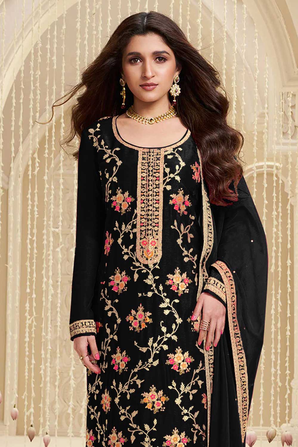 Nidhi shah Black Color Viscose Fabric Elegant Salwar Suit