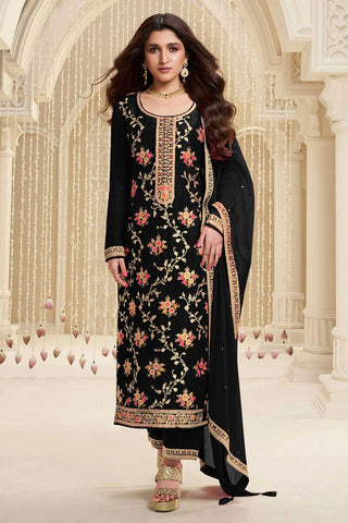 Nidhi shah Black Color Viscose Fabric Elegant Salwar Suit