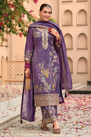 Fancy Fabric Lavender Color Beatific Readymade Salwar Suit