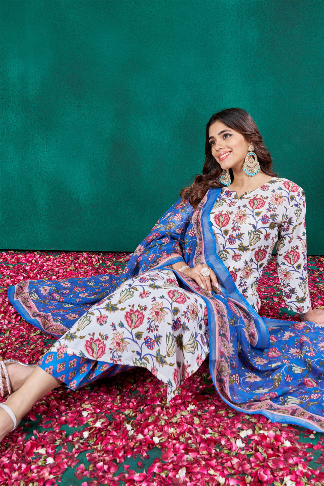 Alluring Cotton Fabric White Color Readymade Salwar Suit | Buy Online India