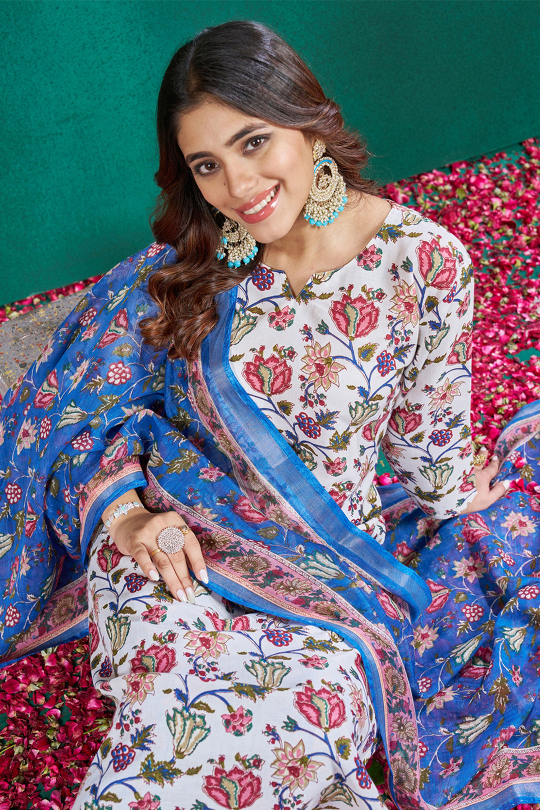 Alluring Cotton Fabric White Color Readymade Salwar Suit | Buy Online India