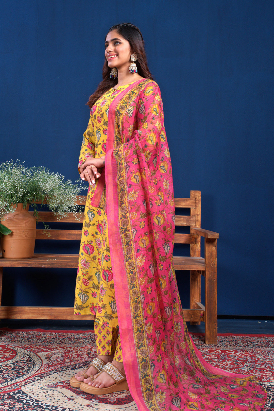 Excellent Cotton Fabric Yellow Color Readymade Salwar Suit | Buy Online India