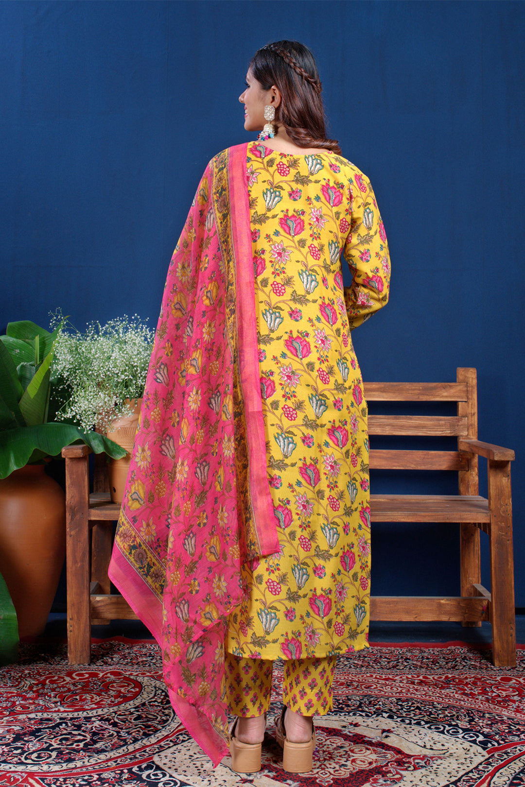 Excellent Cotton Fabric Yellow Color Readymade Salwar Suit | Buy Online India