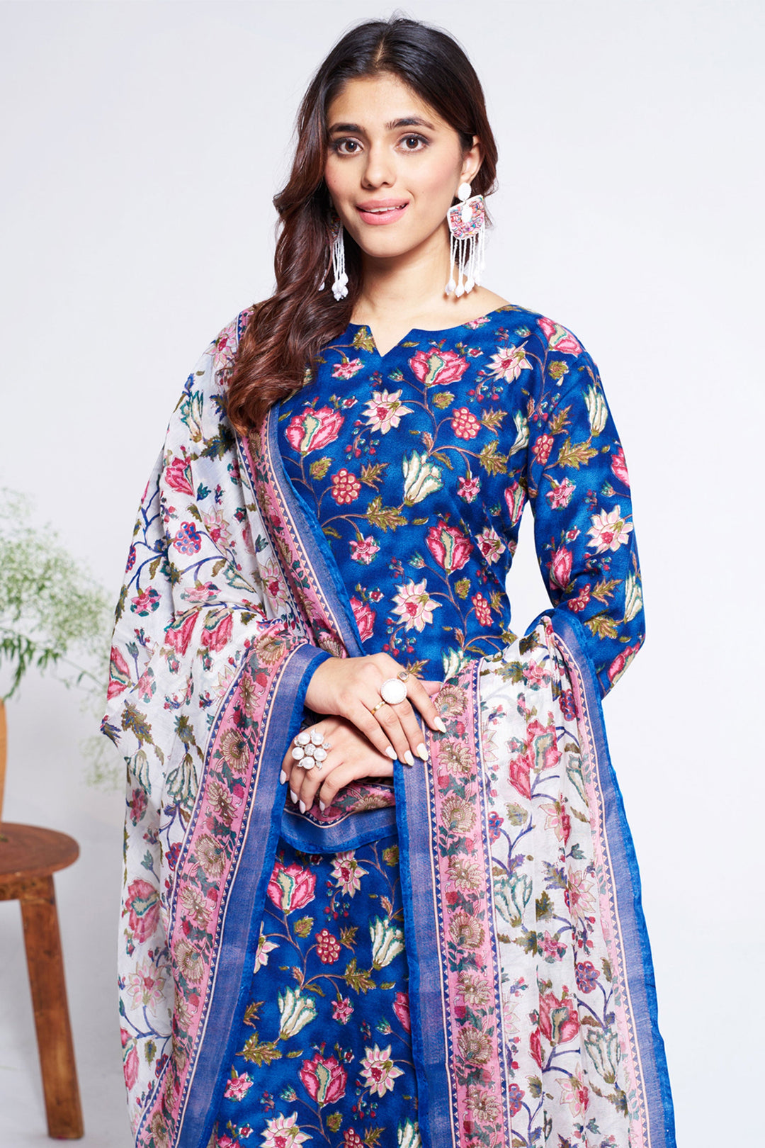 Blue Color Cotton Fabric Elegant Readymade Salwar Suit | Buy Online India