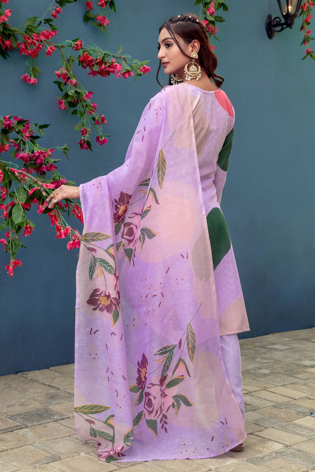 Engaging Lavender Color Cotton Fabric Readymade Printed Salwar Suit