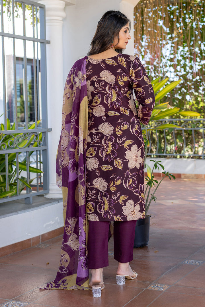 Exclusive Dark Green Color Readymade Salwar Suit In Cotton Fabric