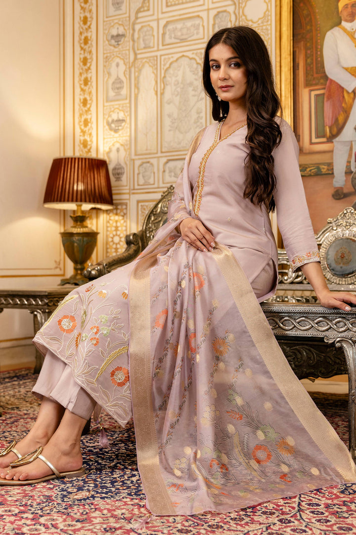 Cream Festive Wear Viscose Embroidered Readymade Salwar Suit | Buy Online India