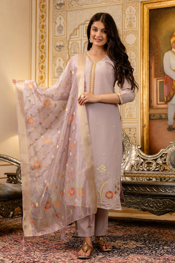 Cream Festive Wear Viscose Embroidered Readymade Salwar Suit | Buy Online India