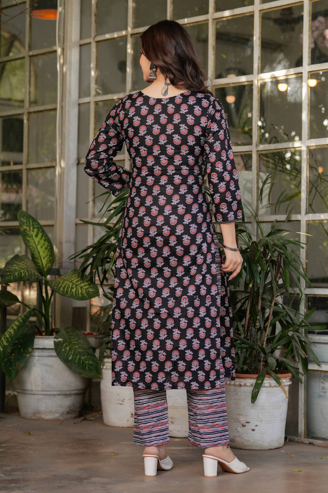 Cotton Printed Black Readymade Salwar Suit For Festive Wear | Buy Online India