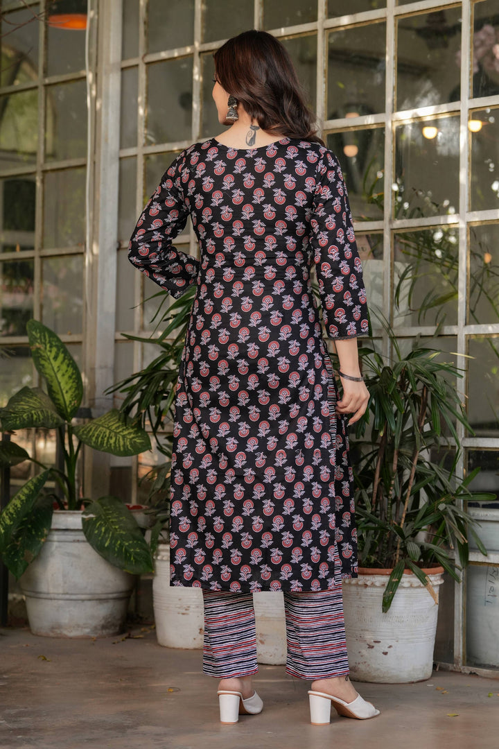 Cotton Printed Black Readymade Salwar Suit For Festive Wear | Buy Online India