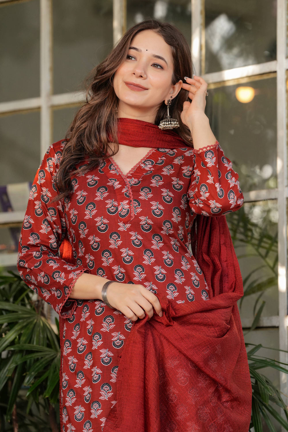 Maroon Festive Wear Cotton Printed Festive Wear Readymade Salwar Suit | Buy Online India