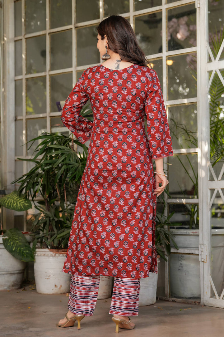 Maroon Festive Wear Cotton Printed Festive Wear Readymade Salwar Suit | Buy Online India