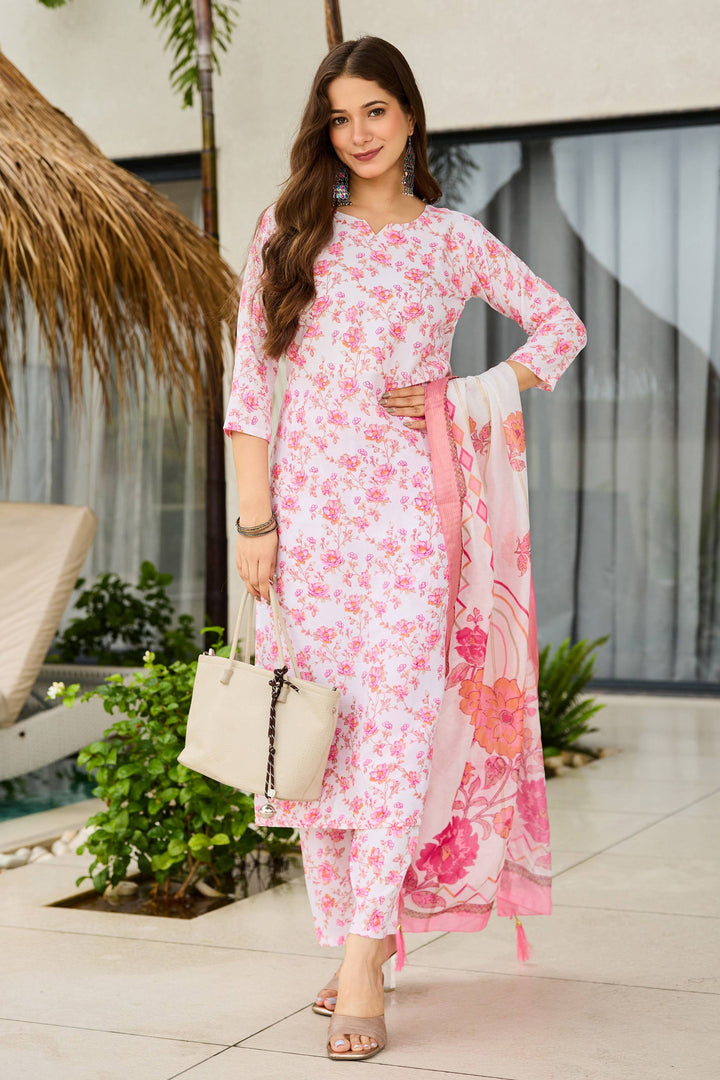 Art Silk Fabric Printed Pink Readymade Salwar Suit For Festive Wear | Buy Online India