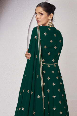 Vartika Singh Glamorous Readymade Georgette Sharara Top Lehenga Green Color