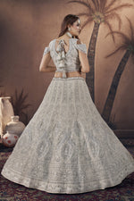 Load image into Gallery viewer, Off White Color Georgette Fabric Sequins Work Glamorous Look Readymade Bridal Lehenga
