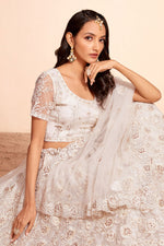 Load image into Gallery viewer, Net Fabric Captivating Off White Color Embroidered Lehenga
