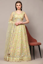 Load image into Gallery viewer, Sequins Work Sea Green Color Fashionable Readymade Lehenga In Net Fabric
