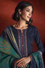 Load image into Gallery viewer, Viscose Fabric Embroidered Lovely Salwar Suit In Navy Blue Color
