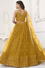 Load image into Gallery viewer, Mustard Color Net Fabric Sequins Embroidered Lovely Lehenga
