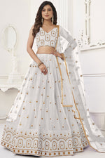 Load image into Gallery viewer, Sequins Embroidered Net Fabric White Color Beautiful Lehenga

