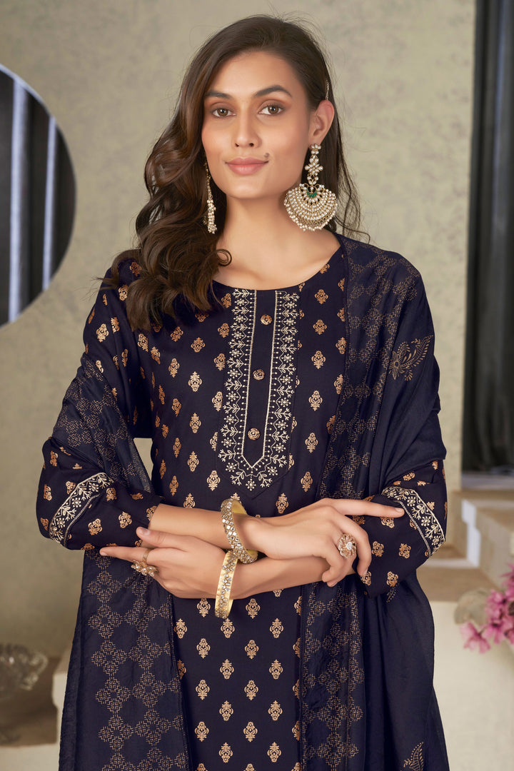 Festival Wear Black Color Aristocratic Rayon Fabric Readymade Salwar Suit | Buy Online India