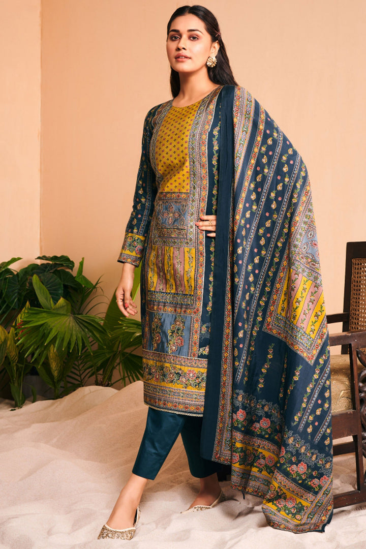 Navy Blue Color Viscose Fabric Lovely Casual Salwar Suit