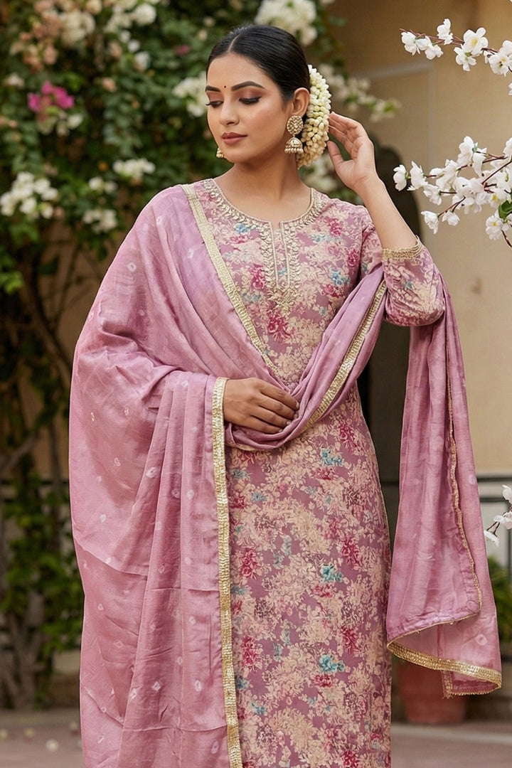 Fancy Fabric Lavender Color Attractive Printed Salwar Suit | Buy Online India